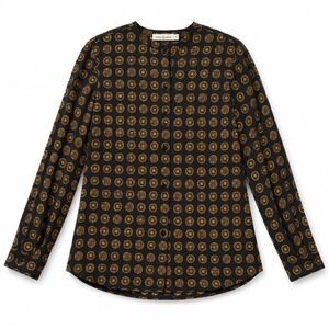 Vintage First Issue Womens 100% Silk Medallion Print Button Down Blouse Size 6
